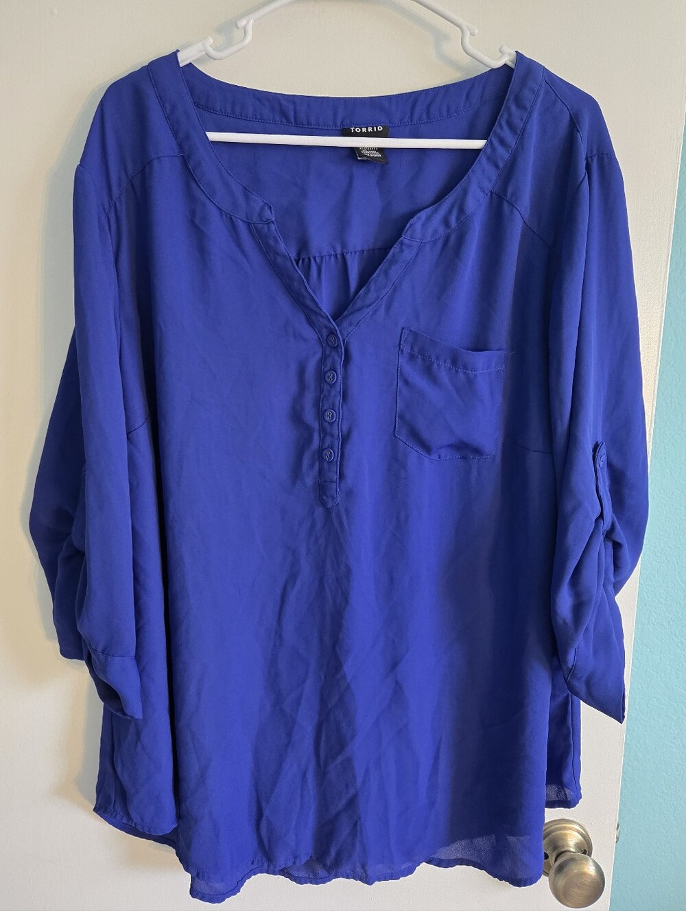 Torrid Royal Blue V-neck Blouse 3